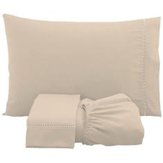 Jogo De Lençol Solteiro Percal 200 Fios 3 Peças - Cáqui