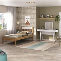 Cama de Solteiro para Colchão 88 x 188 cm com Penteadeira 131,5cm Mult