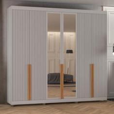 Guarda-Roupas Casal 6 Portas com Espelhos Multimóveis CR35242, Cinza/N