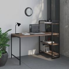 Escrivaninha com Estante 3 Prateleiras Estilo Industrial 135cm Active Yescasa