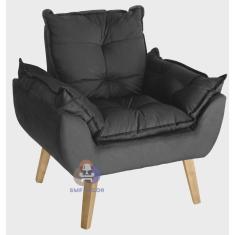 Poltrona Decorativa Opala Suede Preto smf decor