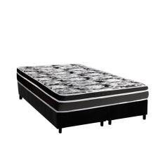 Cama Box Queen: Colchão Espuma Luckspuma D45 Gran Luck Pro + Base CRC Suede Black(158x198)