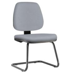 Cadeira Para Escritório Job L02 Fixa Couro Sintético Cinza