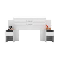 Cabeceira Cama Box Madeirado Casal Triunfo C/ 2 Gavetas Branco - Demóbile