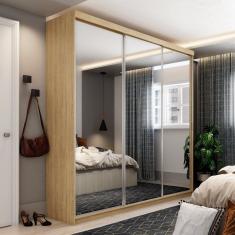 Guarda Roupa Casal Espelho 3 Portas Em Perfect Lugano Carvalho