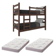 Beliche Madeira Maciça - Vira 2 Camas - Com Colchões Inclusos Dubai Multimóveis Cr4158 Imbuia