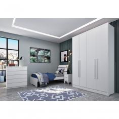 Guarda Roupa Solteiro 4 Portas 2 Gavetas Dinamarca-neve Tcil Móveis