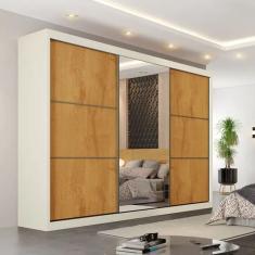 Guarda Roupa Casal 6 Gavetas Com Espelho Bragança-off White-peroba Móveis Europa