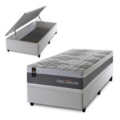 Conjunto Box Baú Sheffield Cinza 96x203x72 c/ Molas Ensacadas - King H