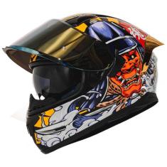 Capacete de motocicleta HAX Obsidian Full Face Dual Visor Samurai Gold