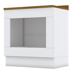 Balcão Forno de Embutir 80cm Americana Branco com Tampo Nature - Móveis Henn