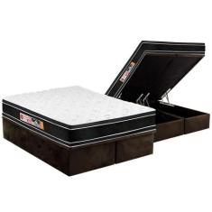 Cama Box Baú Queen: Colchão Espuma D33 Castor Black e White Air Euro P