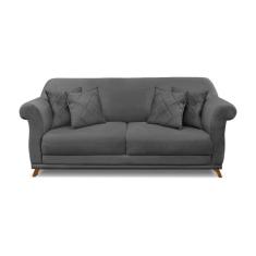 Sofá 3 Lugares Abruzzo Suede Cinza 180 cm