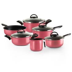 Jogo de Panelas 06 Peças Rosa Antiaderente Colors