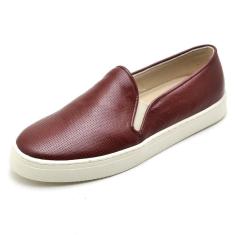 Tenis Slip On Iate Couro Feminino Calce Facil Moderno Palmilha Conforto