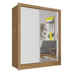 Guarda Roupa Solteiro Com Espelho Nanda 2 Pts Boreal/branco - M. Arapongas