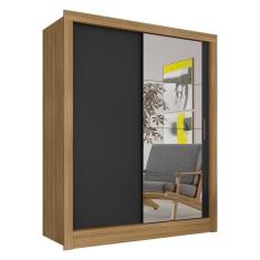 Guarda Roupa Solteiro Com Espelho Nanda 2 Pts Bore/pret - M. Arapongas