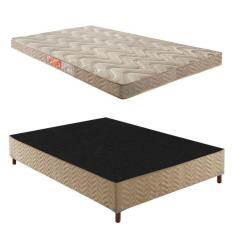 Box Casal Florença 42x138x188cm com Colchão Casal Unique D33 Duoface 14x138x188cm Rustico Bege