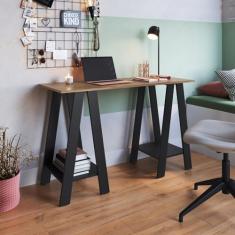 Mesa Escrivaninha Cavalete para Escritório Mel/Preto