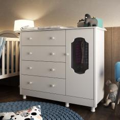 Cômoda 4 Gavetas 1 Porta MDF Noah Móveis Peroba - Branco