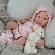 Bebê Reborn Boneca Realista Silicone Sólido 35cm Pode Tomar Banho Com 