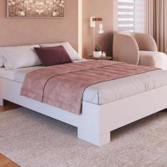 Cama de Casal Box com Estrado Fixo 140 Xangai Branco