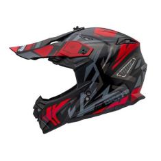 Capacete Motocross Trilha Bieffe B-CR Jump Vermelho Moto, Preto vermel