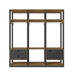 Guarda-Roupa Closet Modulado Titan 1 PT 2 GV Preto e Freijó