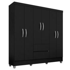 Guarda Roupa Casal Bruna 6 Portas Preto Fosco - Moveis Arapongas