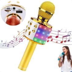 Microfone Musical Karaokê Infantil Brinquedo Sem Fio com Bluetooth e A