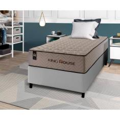 Conjunto Cama Box Espuma San Diego Bege Solteiro 88x188x67