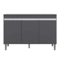Balcão Gabinete Para Pia 120cm 3 Portas Com Tampo Manu Cinza - Ajl Móveis