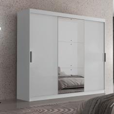 Guarda Roupa Casal Vitor Premium com 3 Portas com Espelho e 6 Cabideiros Moderna