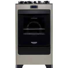 Fogão Dako 4 Bocas com Mesa de Vidro Mega Chama Supreme Timer Glass Titanium Bivolt