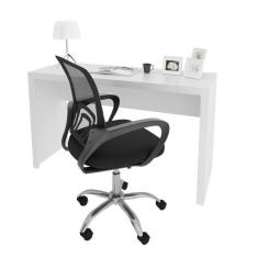 Escrivaninha 127cm ME4135 com Cadeira Diretor Tela Mesh Tok 3310 Branco