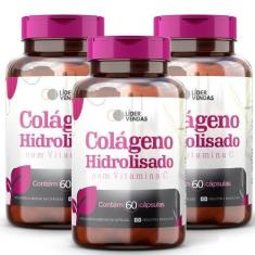 Colágeno Hidrolisado c/ vitamina c - 60 cáps kit com 3 potes - LIDER V