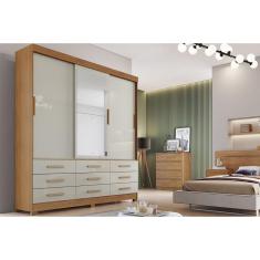 Guarda Roupa 3 Portas (1 C/ Espelho) E 9 Gavetas Buriti/jequitibá Cumaru/fendi 25 - Novo Horizonte