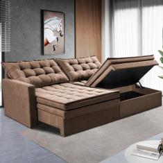 Sofá Sem Caixa Retrátil Baú 1,80m Cama inBox Secret Suede Velusoft Cas