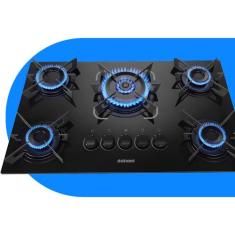 Cooktop Itatiaia Electra 5 Bocas Com Tripla Chama Mesa de Vidro e Acen
