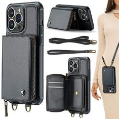 Capa de suporte flip de couro para iPhone 14 Plus 13 12 11 Pro Max Zipper Carteira Capa de telefone para Samsung Galaxy S23 S22 S21 Ultra, preta, para Samsung S21