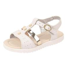 Sandália Infantil Menina Salomé Botões Pérola Branca