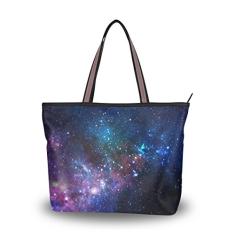 Bolsa de ombro My Daily feminina colorida Galaxy Nebula Stars Universe, Multi, Medium