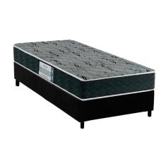 Cama Box Solteiro: Colchão Espuma D33 Probel Advanced Mega Resistente + Base Crc Suede Black(88x188)