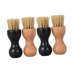 4 peças escova portátil escova de polimento de crina de cavalo aplicadores de cuidados com sapatos escova de limpeza multifuncional botas de tênis escova de limpeza de lavanderia shampoo + escudo esco