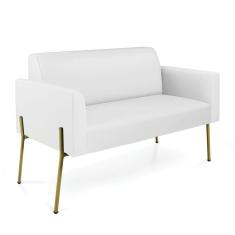 Sofá Namoradeira 2 Lugares Pé de Ferro Dourado Marisa Corino Branco D03 - D`Rossi