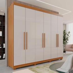 Guarda-Roupa Casal 6 Portas 3 Gavetas Roma Espresso Móveis Cinamomo/Off White