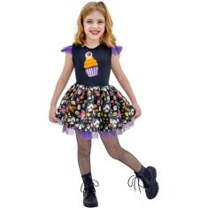 Fantasia Vestido Infantil Halloween Cupcake Festa Cosplay