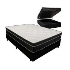 Cama Box Baú Viúva 128 Tecido Sintético Preto com Colchão Paris de Mol