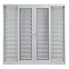 Janela de Alumínio Branco Veneziana de Correr 6 Folhas Suprema Sem Gra