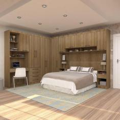 Quarto Canto Casal: Guarda-roupas, Bancada - Luciane Avelã - LUCIANE M